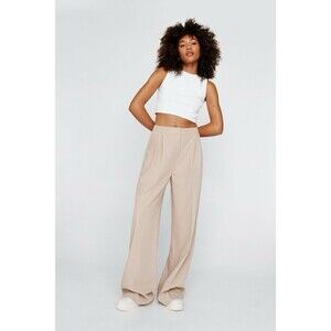Nasty Gal Pleated Front Wide Leg Tailored Trousers